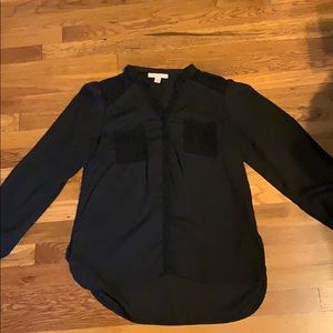 long sleeve chiffon shirt with lace detail